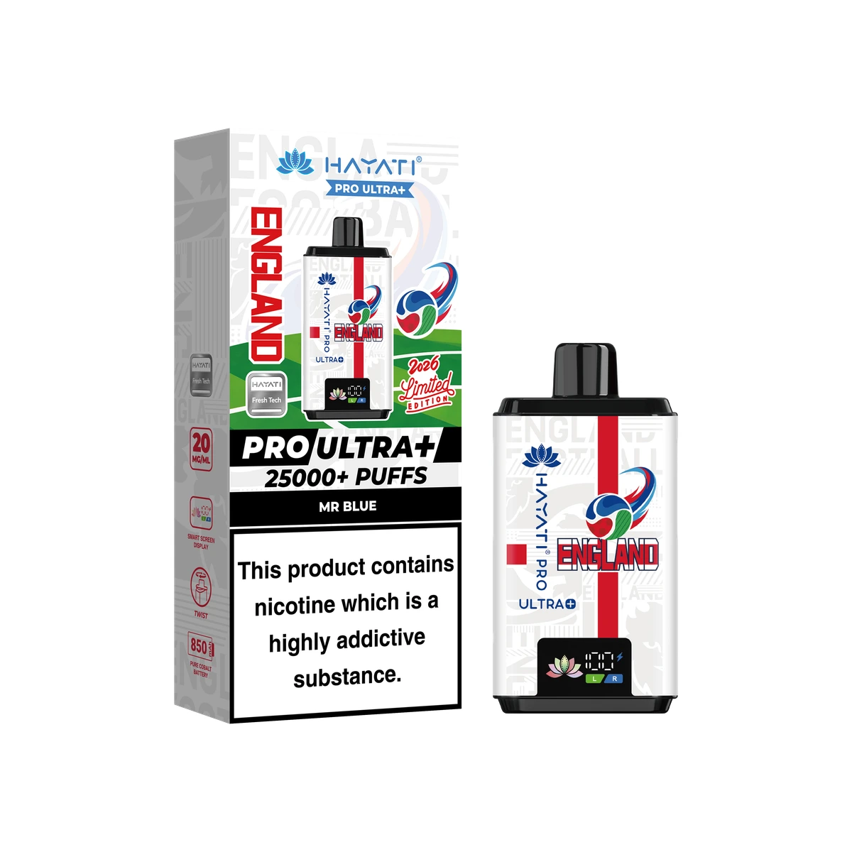 Hayati® Pro Ultra+ World Cup Limited Edition (England) Mr Blue wholesale vape product