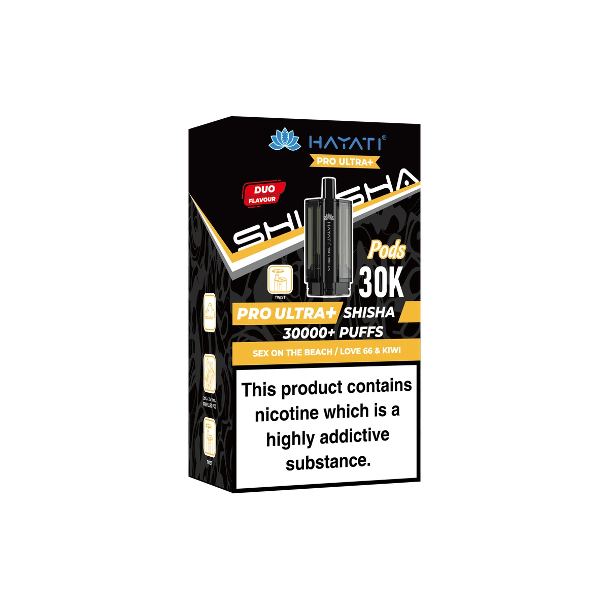 Hayati® Pro Ultra+ Shisha POD Sex On The Beach+Love 66 & Kiwi wholesale vape product
