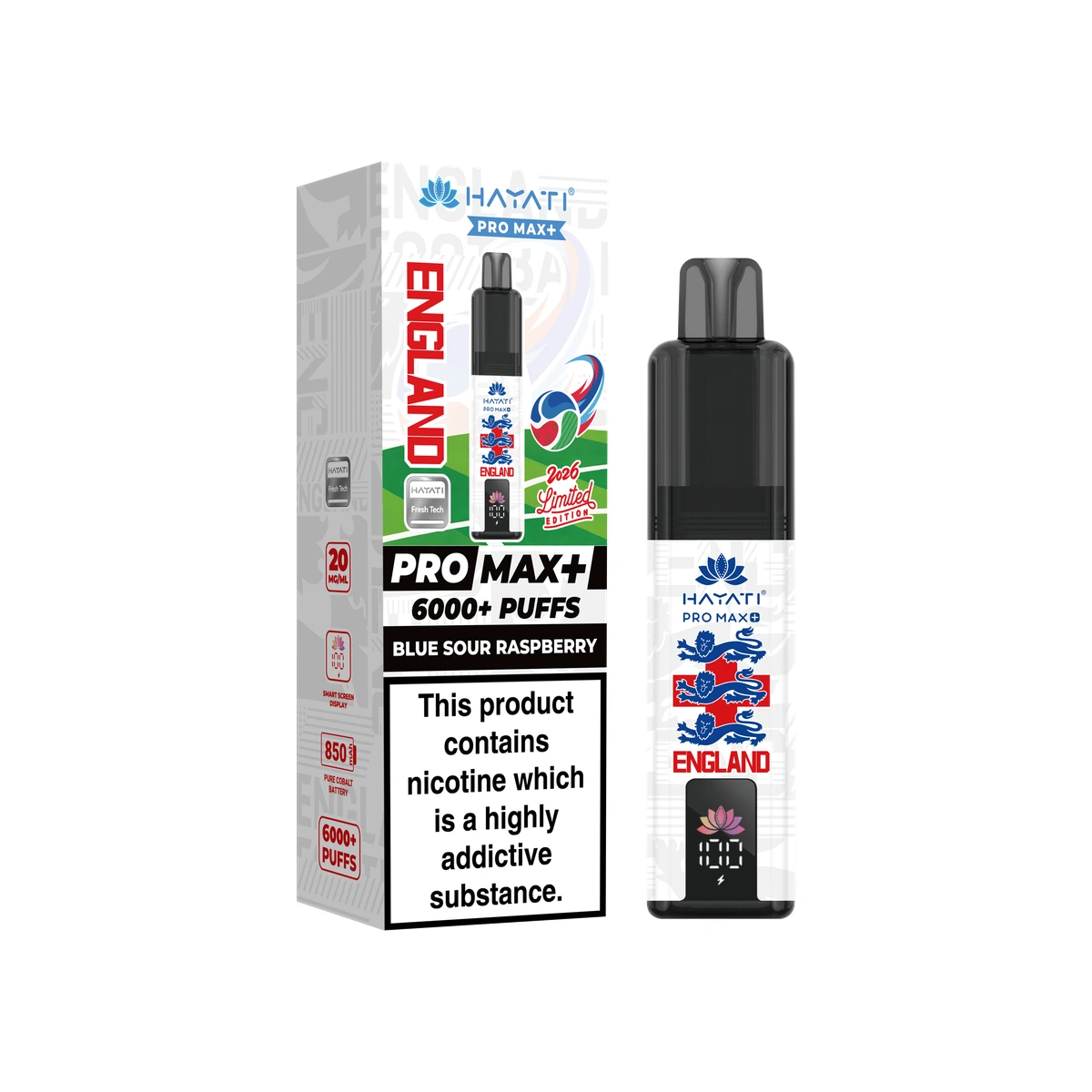 Hayati® Pro Max+ World Cup Limited Edition (England) Blue Sour Raspberry wholesale vape product